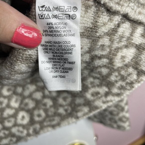 Christian Siriano Mock Turtleneck Sweater XS wool blend leopard print pullover - Picture 4 of 6